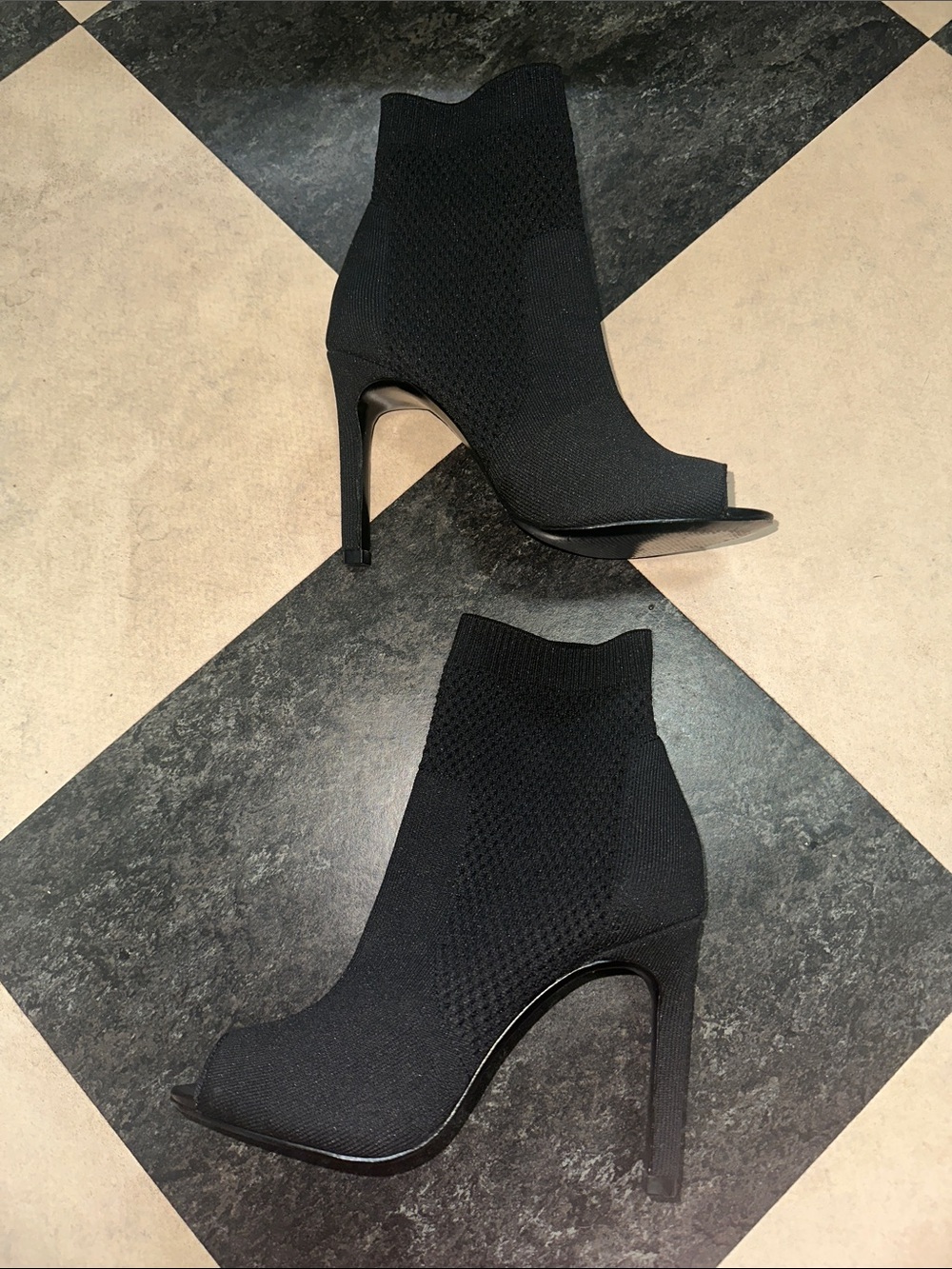 VTG Vintage 90’s Y2K Charles David Woven Mesh Peep Toe Booties High Heels sz 6